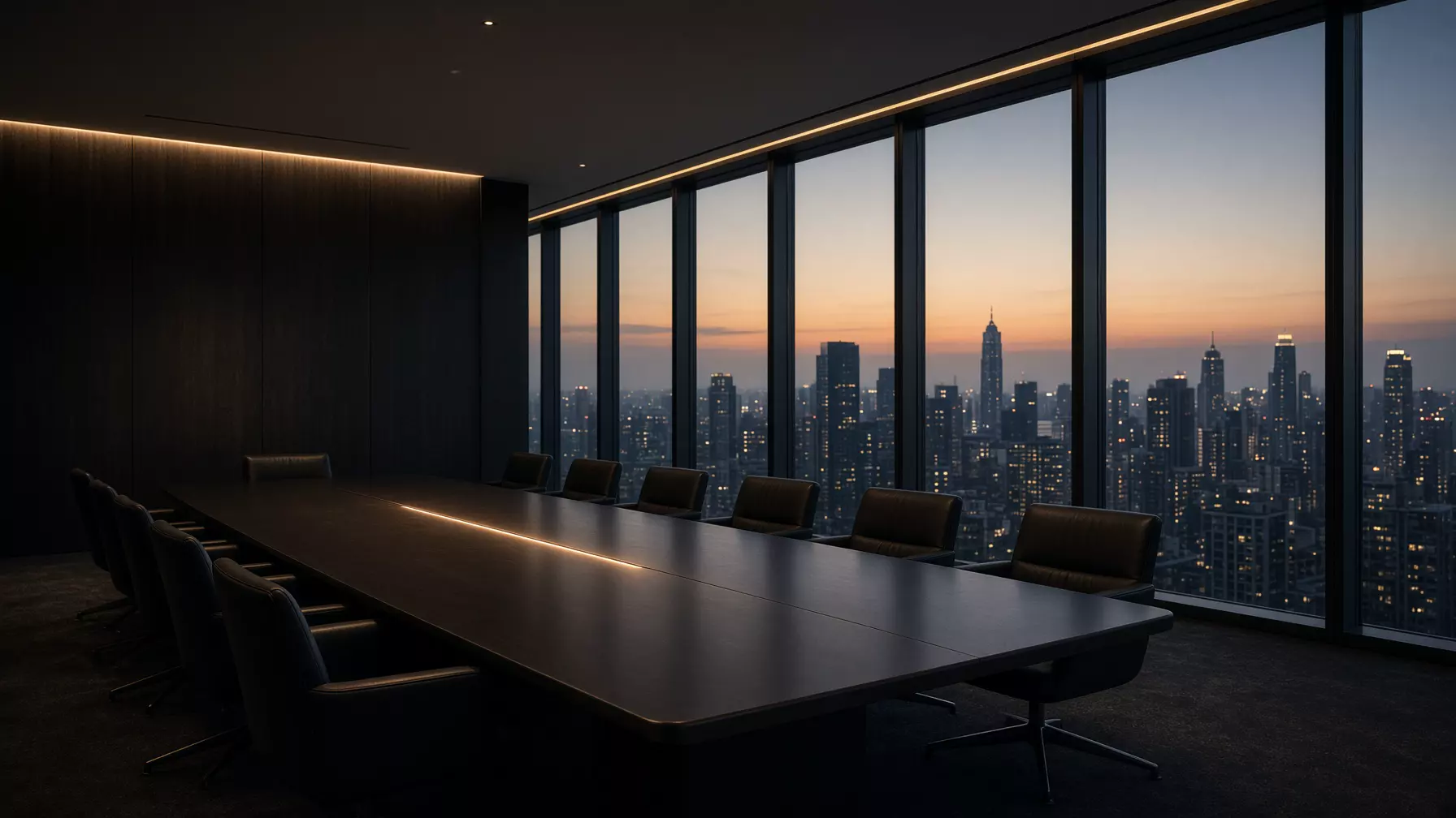 Private boardroom with warm natural light